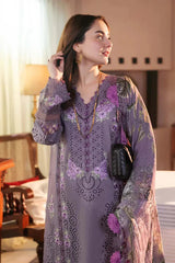 Linen 3PC Embroidered Shirt with Chiffon Embroidered Dupatta – ZC672