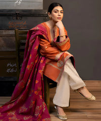 Zara Shahjahan 3PC Dhanak Embroidered Shirt with Digital Printed Shawl – ZC691