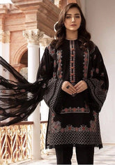 Linen 3PC Embroidered Shirt with Chiffon Embroidered Dupatta – ZC3419
