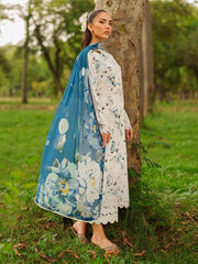 3PC Printed Lawn Shirt with Voile Printed Dupatta – ZC1546