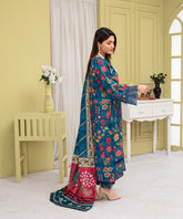 Dhanak 3PC Embroidered Shirt with Digital Printed Wool Shawl – ZC3232
