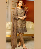 Linen 3PC Embroidered Ensemble – ZC824