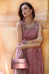 Dhanak-3PC Embroidered Shirt with Digital Printed Silk Dupatta-3282