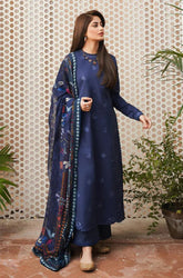 SERAN 3PC Dhanak Embroidered Shirt with Printed Wool Shawl – ZC666