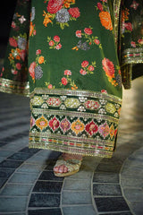 ZARI's | LUXURY MULTI DIGITAL PRINTED SILK DRESS WITH FULL HEAVY MULTI THREAD EMBROIDERED SEQUENCE WORK | UNSTITCHED 3-PIECE SUIT - 007