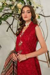 MUSHQ Dhanak 3PC Chikankari Embroidered with Digital Printed Organza Dupatta – ZC111