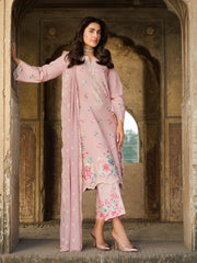 Dhanak-3PC Embroidered Shirt with Chiffon Embroidered Dupatta-3323