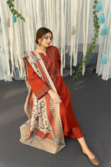 URGE 3PC Dhanak Embroidered Suit with Digital Printed Shawl – ZC651