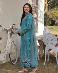 Dhanak 3PC Embroidered Shirt with Chiffon Embroidered Dupatta – ZC3276
