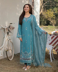 Dhanak 3PC Embroidered Shirt with Chiffon Embroidered Dupatta – ZC3276
