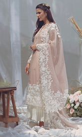 Dhanak 3PC Embroidered Shirt with Organza Embroidered Dupatta – ZC3294