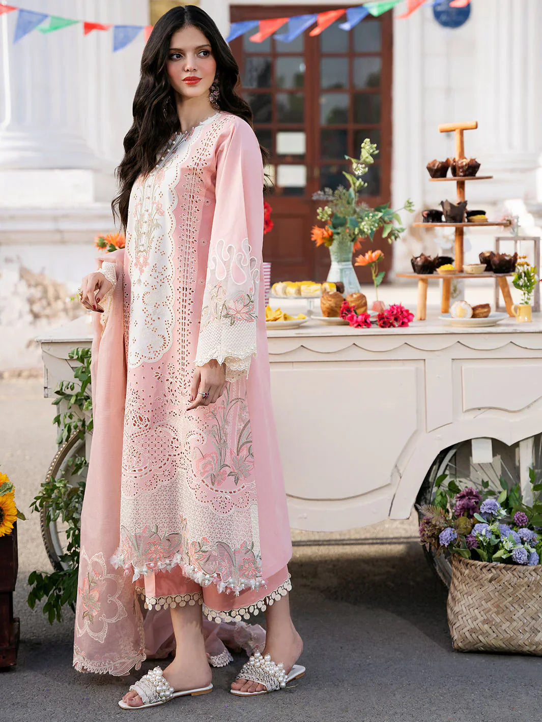 Lawn 3PC Embroidered Shirt with Organza Embroidered Dupatta – ZC1322