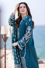 Lawn 3PC Embroidered Shirt with Organza Embroidered Dupatta – ZC1413