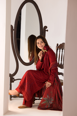 Sobia Nazir Dhanak 3PC Embroidered Suit with Twill Printed Shawl & Trouser – ZC688