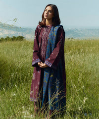 Zara Shahjahan 3PC Dhanak Embroidered Shirt with Digital Printed Shawl – ZC274