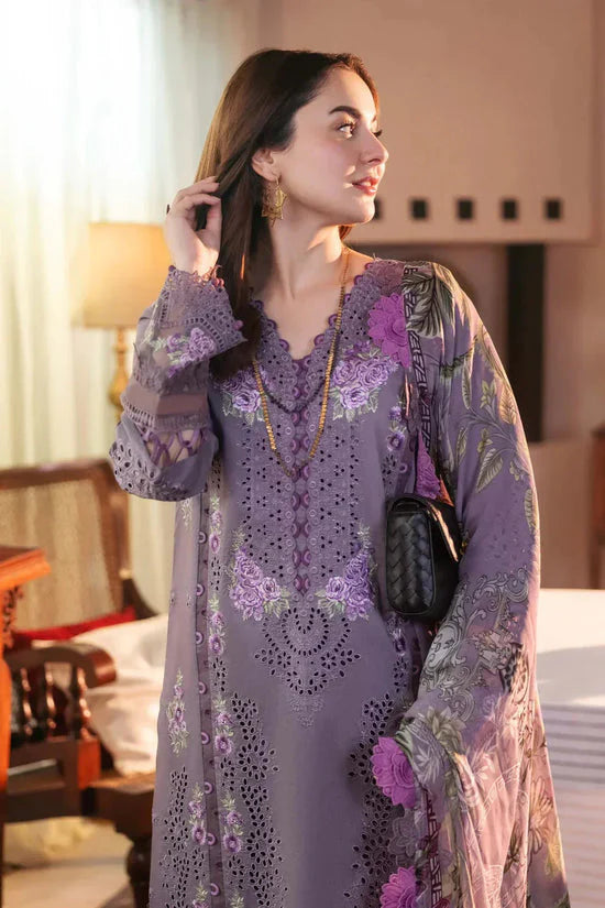 Linen 3PC Embroidered Shirt with Chiffon Embroidered Dupatta – ZC672