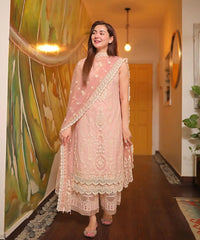 Faiza Saqlain Lawn 3PC Embroidered with Organza Embroidered Dupatta – ZC1049