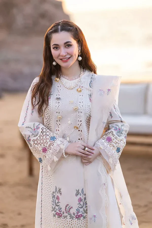 Qalamkar 3PC Lawn Embroidered Shirt with Organza Embroidered Dupatta – ZC1050