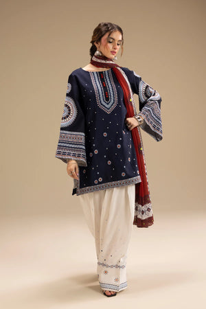 Lawn 3PC Embroidered Shirt with Digital Printed Jacquard Dupatta – ZC1415