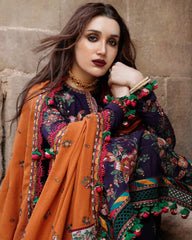 Dhanak Luxe 3PC Embroidered Shirt with Embroidered Shawl – ZC1304