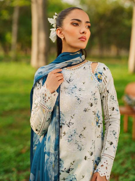 3PC Printed Lawn Shirt with Voile Printed Dupatta – ZC1546