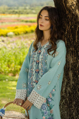 Dhanak 3PC Embroidered Shirt with Digital Printed Wool Shawl – ZC3363