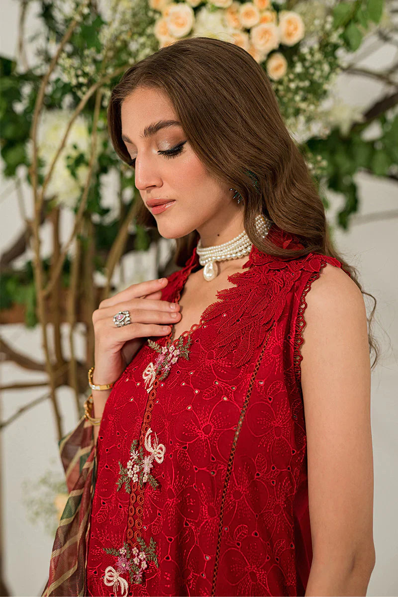 MUSHQ Dhanak 3PC Chikankari Embroidered with Digital Printed Organza Dupatta – ZC111