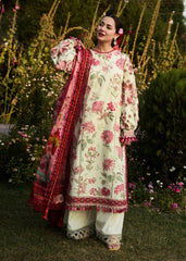 Hussain Rehar Luxury Dhanak 3PC Embroidered with Digital Printed Wool Shawl – ZC211